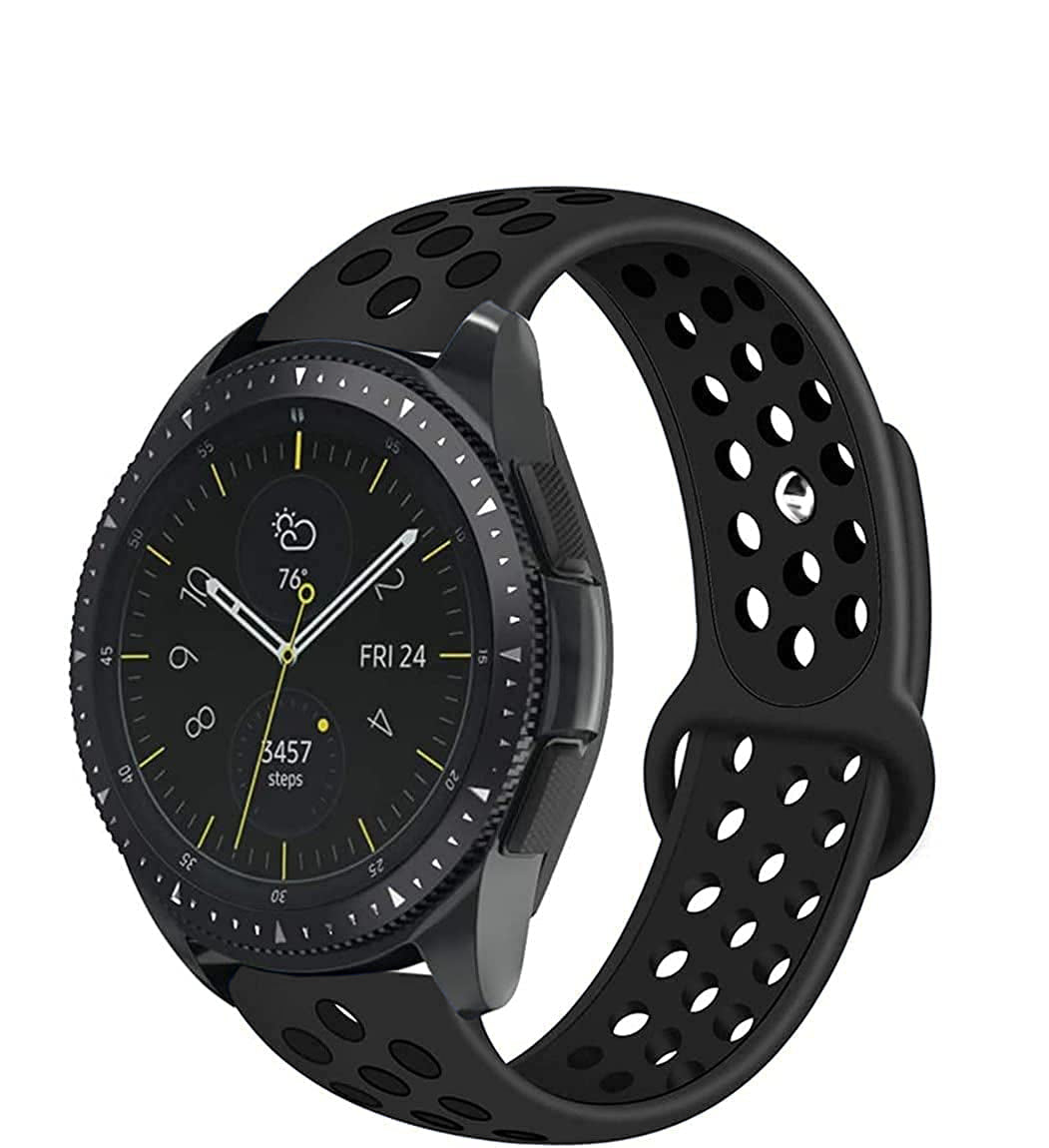 Black Dotted Silicone Strap For Smart Watch 20mm