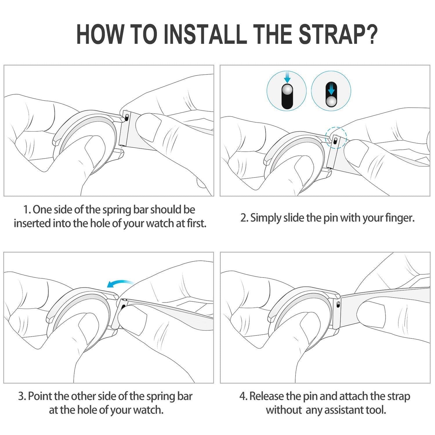 Black Dotted Silicone Strap For Smart Watch 22mm