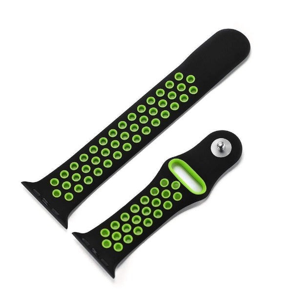 Black Green Dotted Silicone Strap For Apple Watch Series 1  (38mm/40mm/41mm)