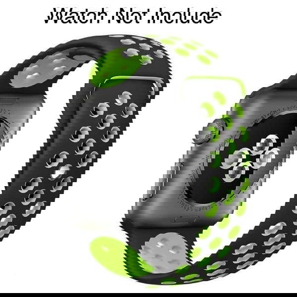 Black Green Dotted Silicone Strap For Apple Watch Series SE 2020 (42mm/44mm/45mm/46mm/49mm)