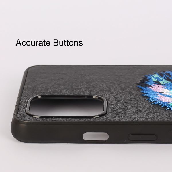Black Leather Blue Eagle Ornamented for Oneplus 9R