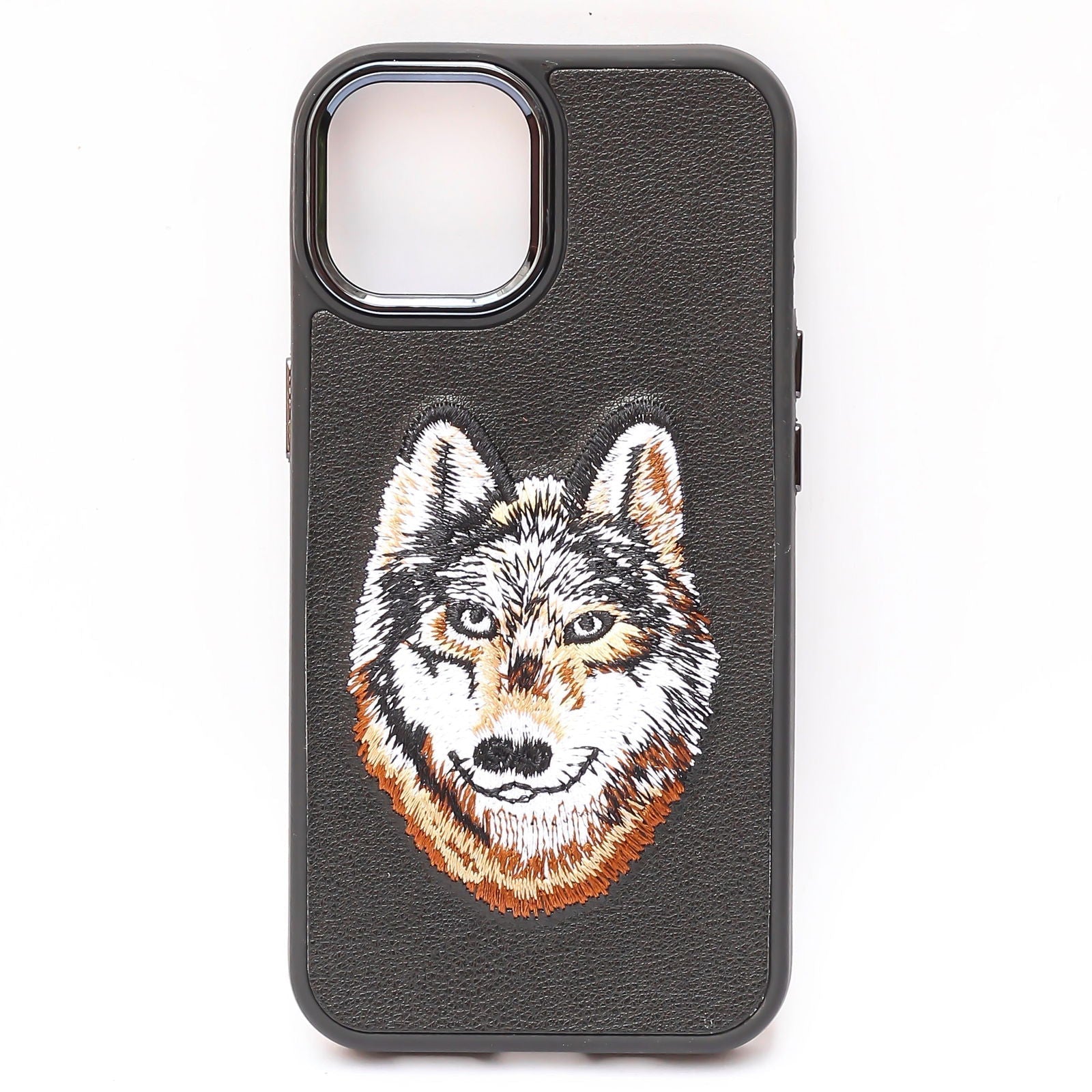 Black Leather Brown Fox Ornamented for Apple iPhone 14 Pro