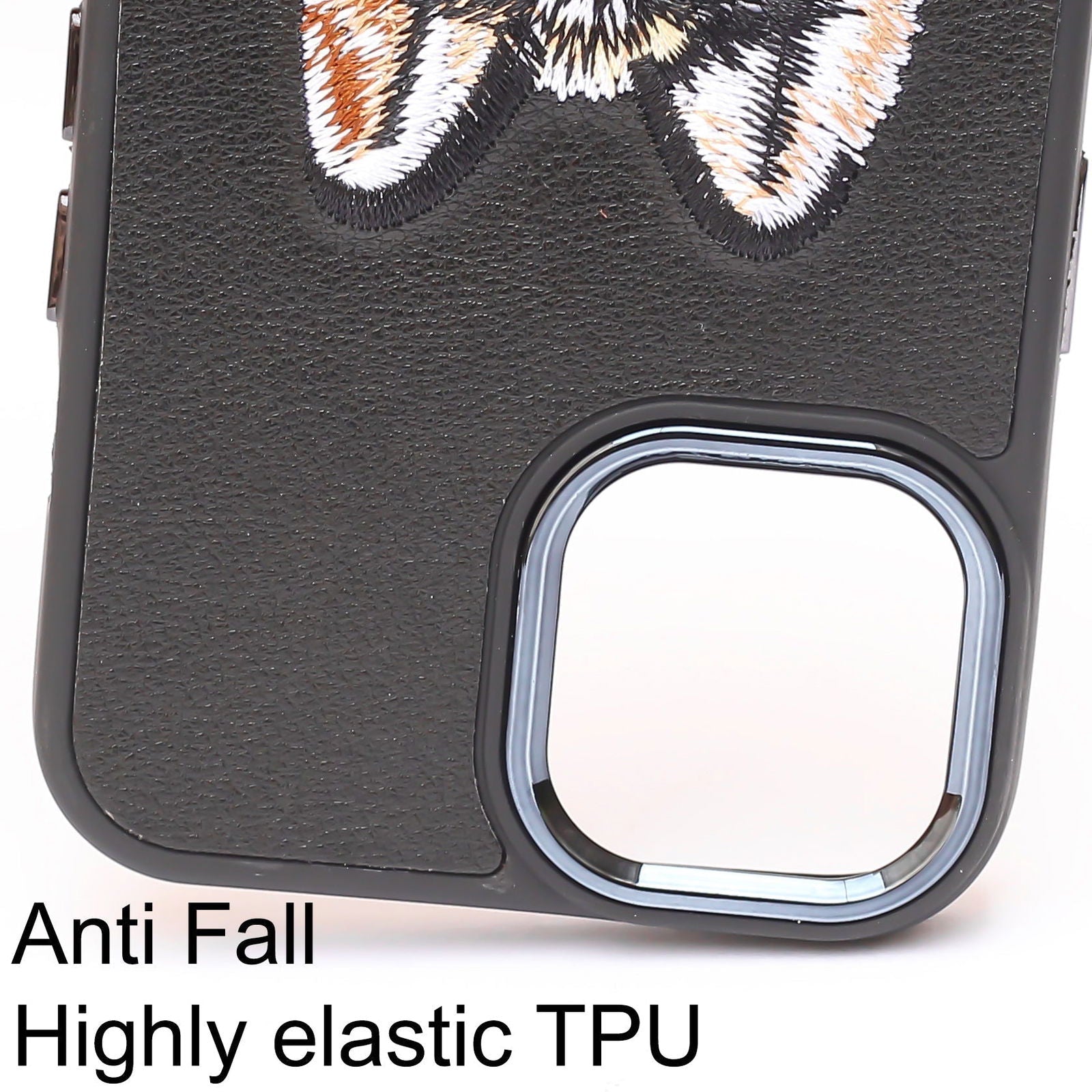 Black Leather Brown Fox Ornamented for Apple iPhone 14 Pro
