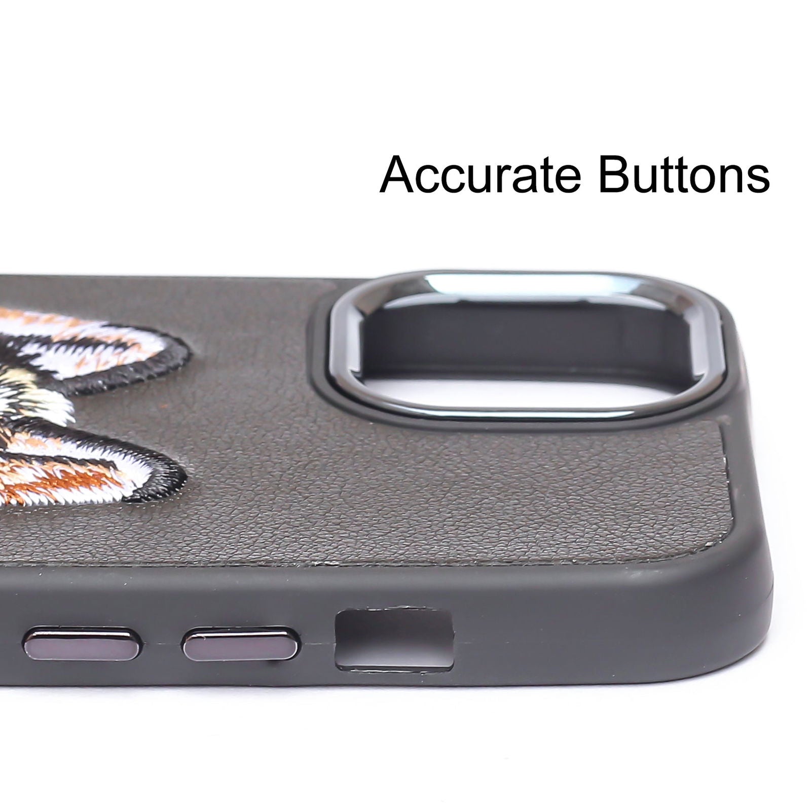 Black Leather Brown Fox Ornamented for Apple iPhone 14 Pro