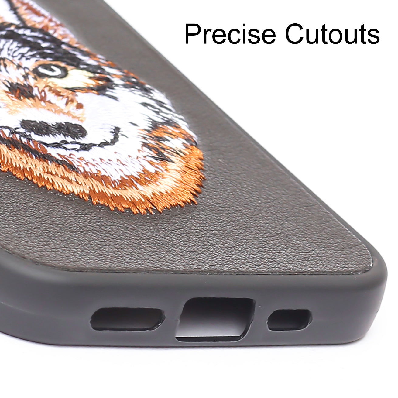 Black Leather Brown Fox Ornamented for Apple iPhone 14 Pro