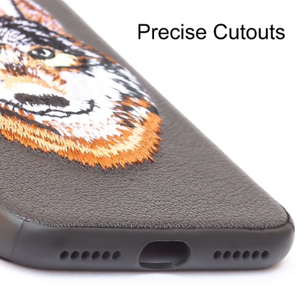 Black Leather Brown Fox Ornamented for Apple iPhone 7