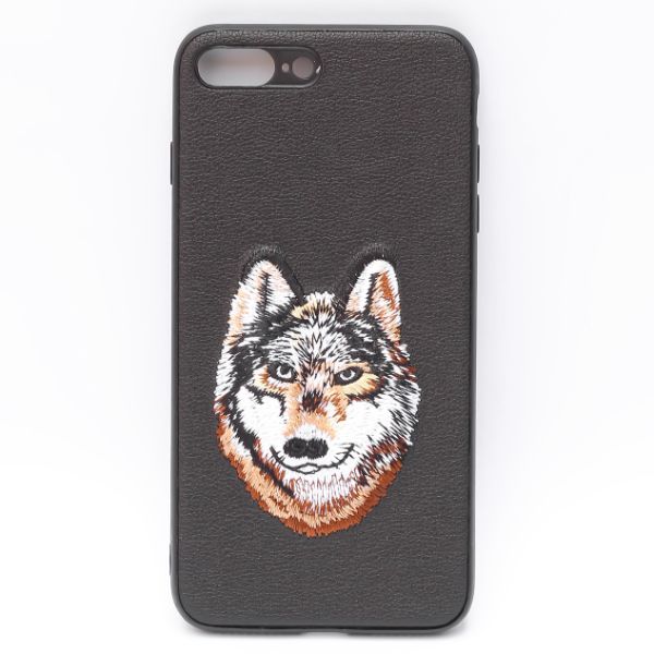 Black Leather Brown Fox Ornamented for Apple iPhone 7 Plus