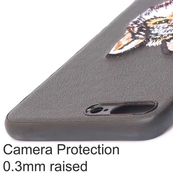Black Leather Brown Fox Ornamented for Apple iPhone 7 Plus