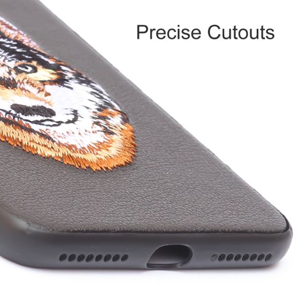 Black Leather Brown Fox Ornamented for Apple iPhone 7 Plus