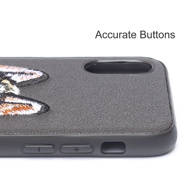 Black Leather Brown Fox Ornamented for Apple iPhone Xs Max