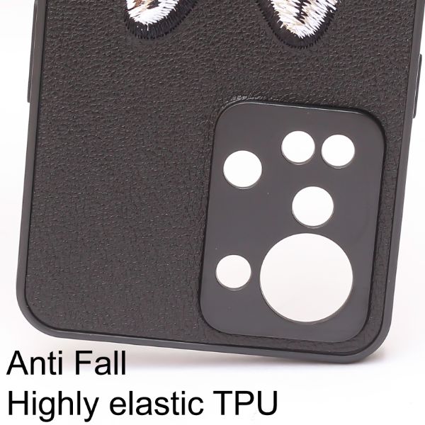 Black Leather Brown Fox Ornamented for Oneplus Nord 2T