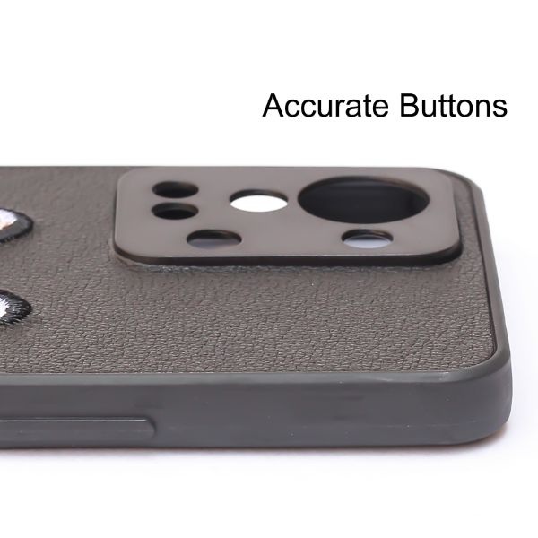 Black Leather Brown Fox Ornamented for Oneplus Nord 2T