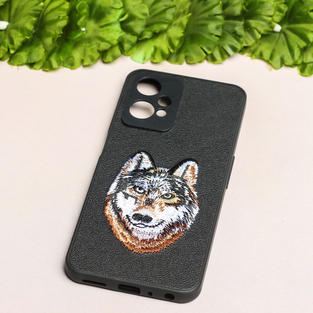 Black Leather Brown Fox Ornamented for Oneplus Nord CE 2 Lite