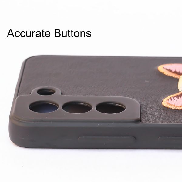 Black Leather Bulldog Camera Ornamented for Samsung S22