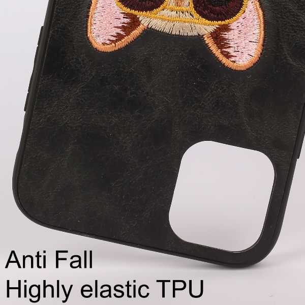 Black Leather Bulldog Ornamented for Apple Iphone 11 Pro Max