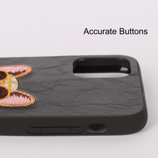 Black Leather Bulldog Ornamented for Apple Iphone 11 Pro Max
