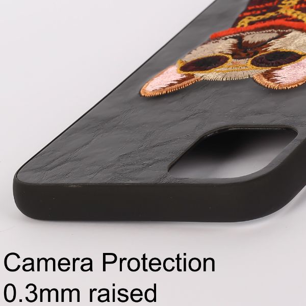 Black Leather Bulldog Ornamented for Apple Iphone 11 Pro Max