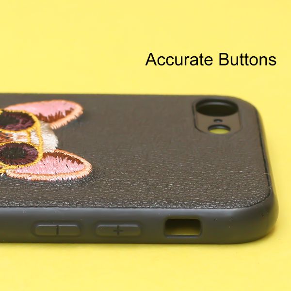 Black Leather Bulldog Ornamented for Apple Iphone 7