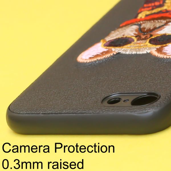 Black Leather Bulldog Ornamented for Apple Iphone 7