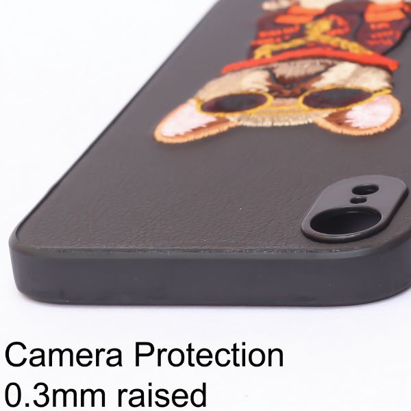 Black Leather Bulldog Ornamented for Apple Iphone XR