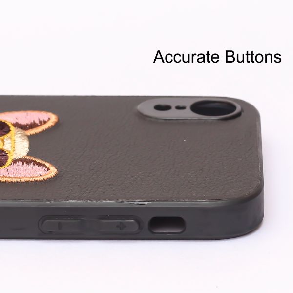 Black Leather Bulldog Ornamented for Apple Iphone XR