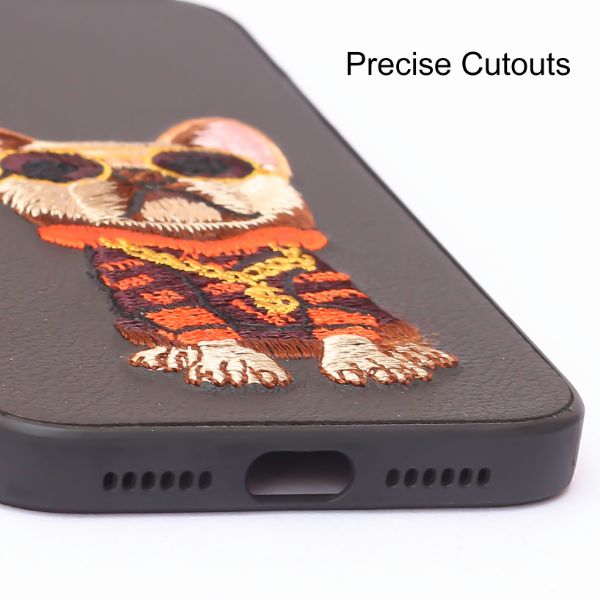 Black Leather Bulldog Ornamented for Apple Iphone XR