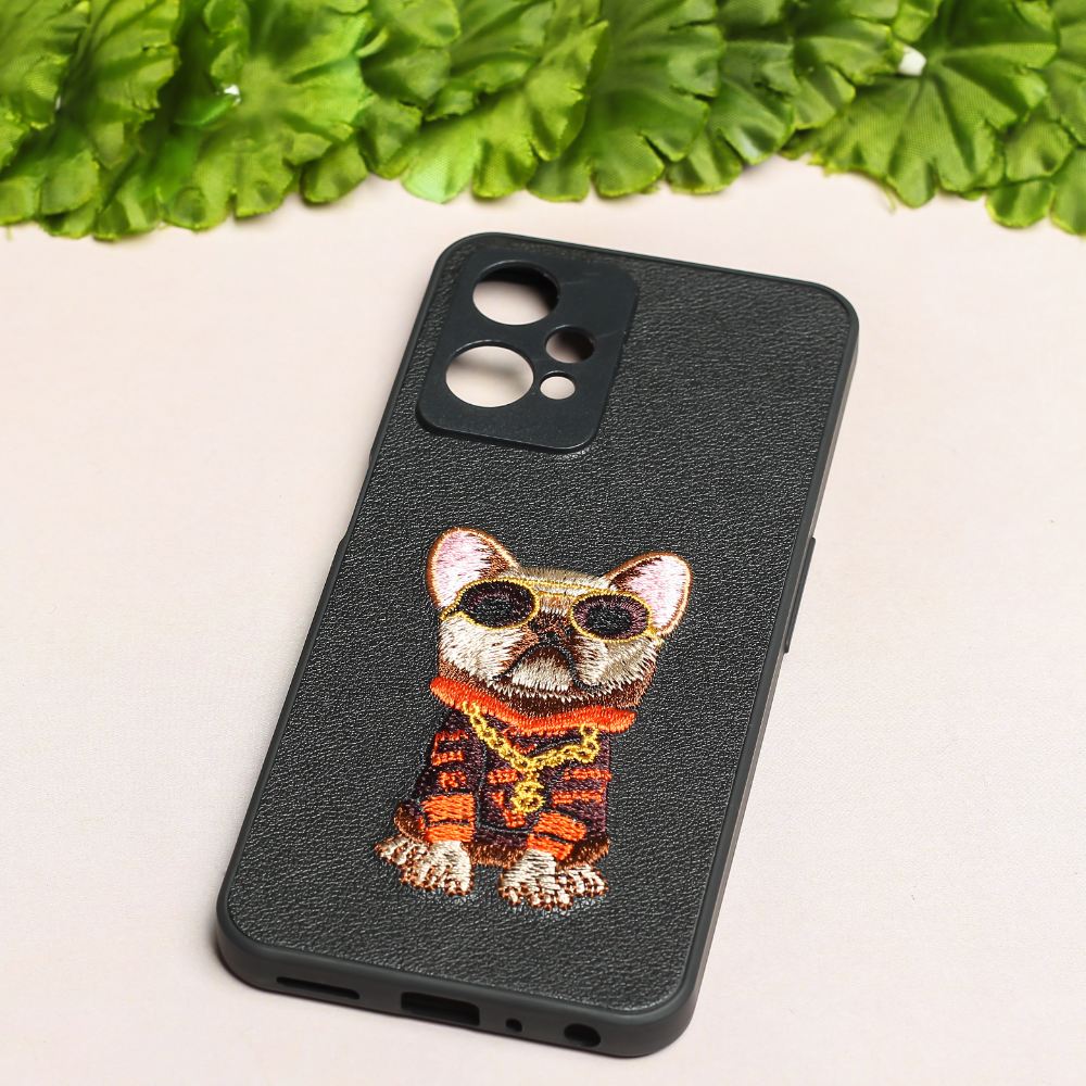 Black Leather Bulldog Ornamented for Oneplus Nord CE 2 Lite