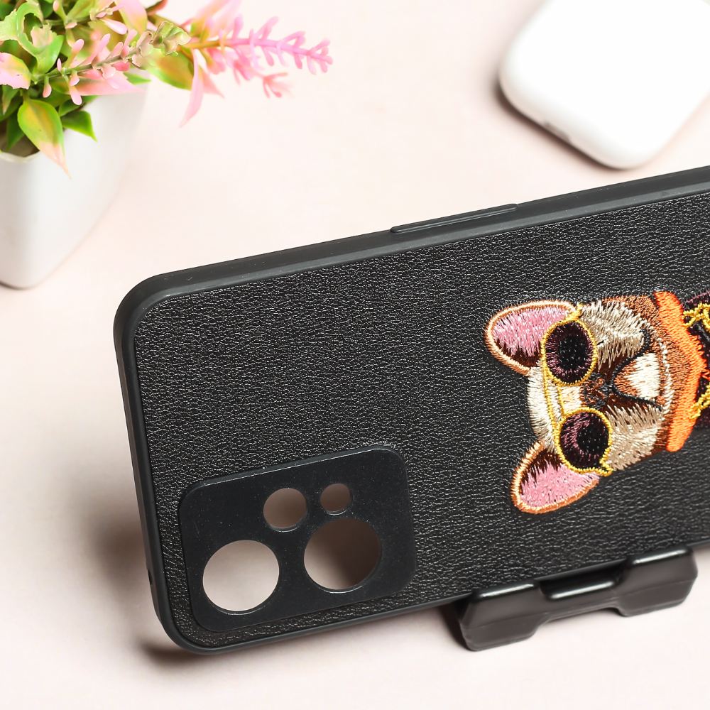 Black Leather Bulldog Ornamented for Oneplus Nord CE 2 Lite