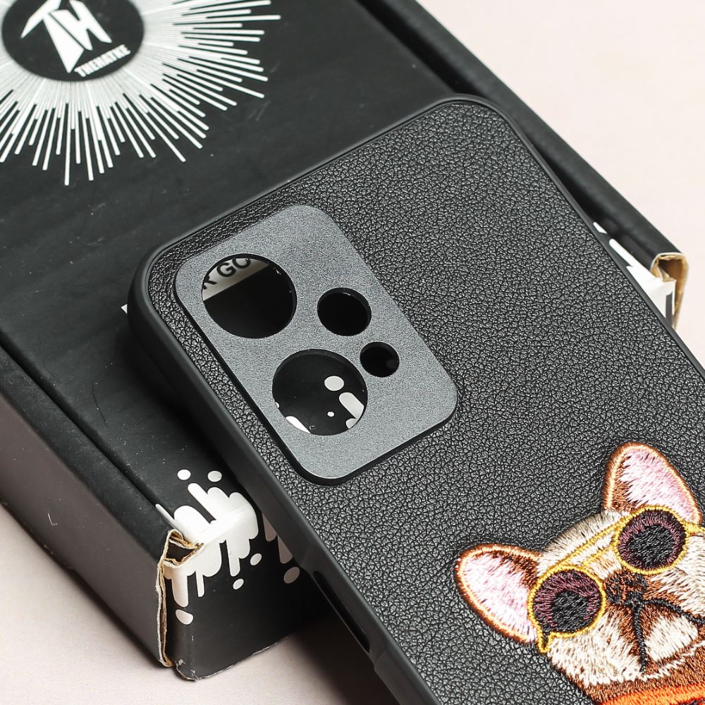 Black Leather Bulldog Ornamented for Oneplus Nord CE 2 Lite