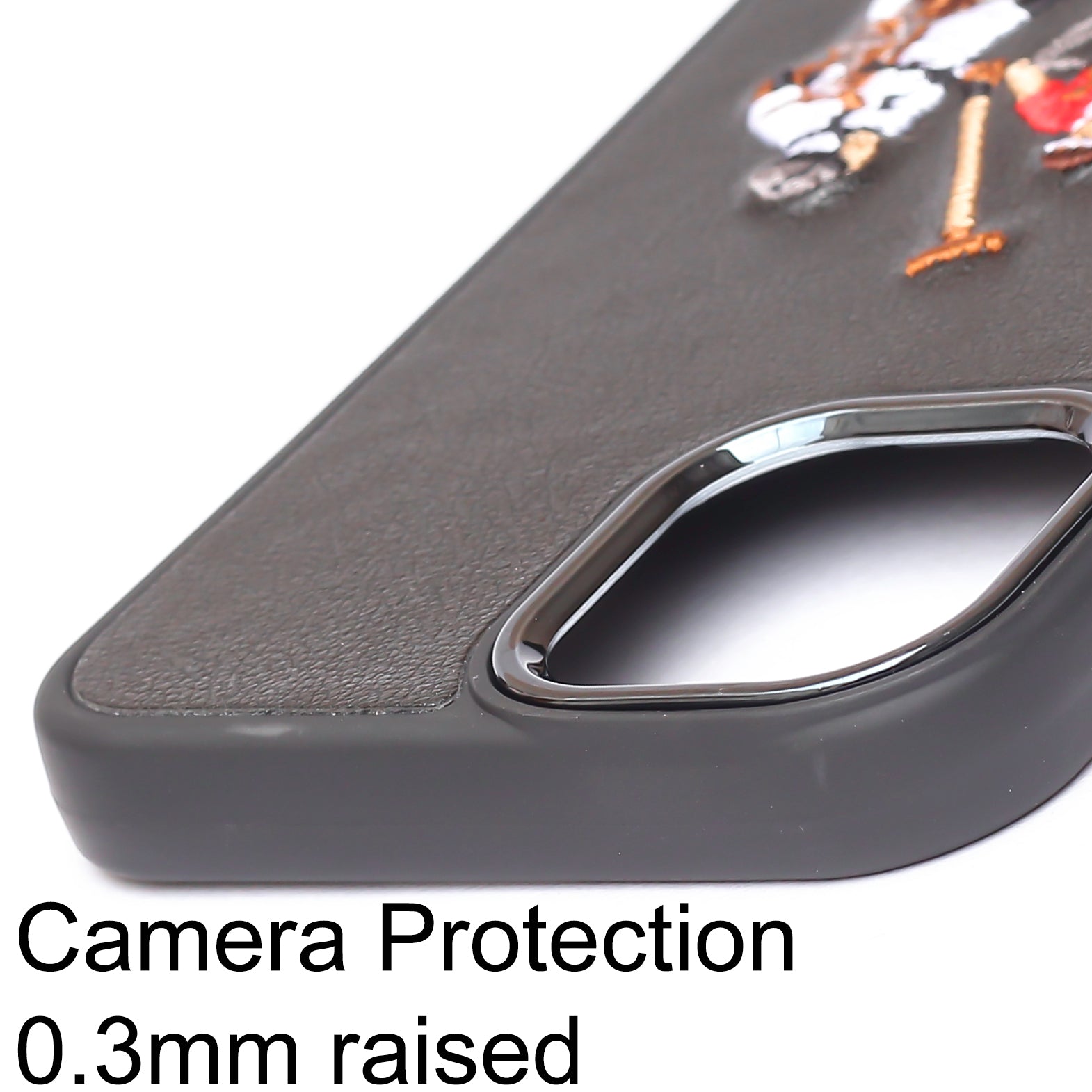 Black Leather Dual Horse rider Ornamented for Apple iPhone 14 Pro