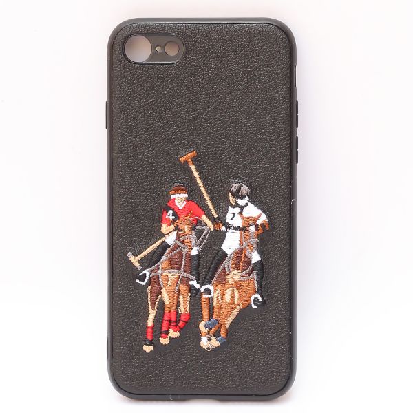 Black Leather Dual Horse rider Ornamented for Apple iPhone 7