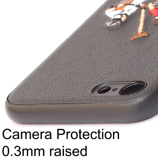 Black Leather Dual Horse rider Ornamented for Apple iPhone 7
