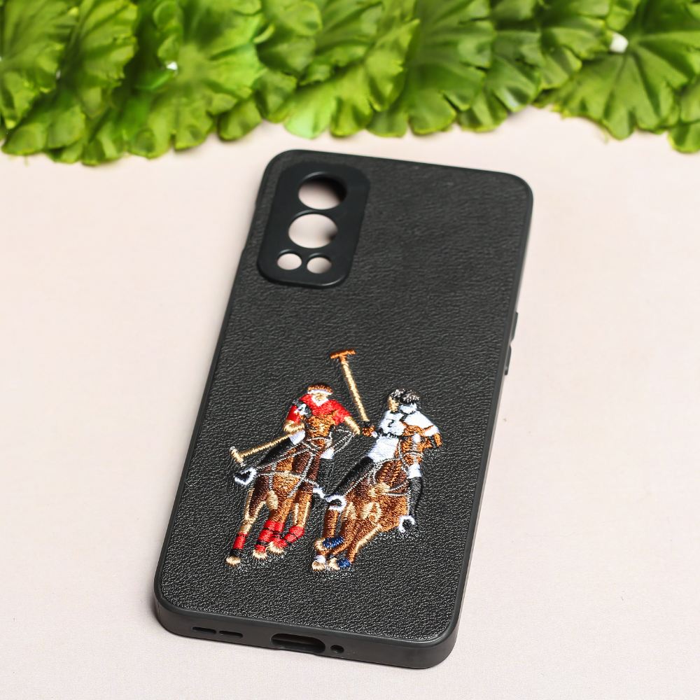 Black Leather Dual Horse rider Ornamented for Oneplus Nord 2