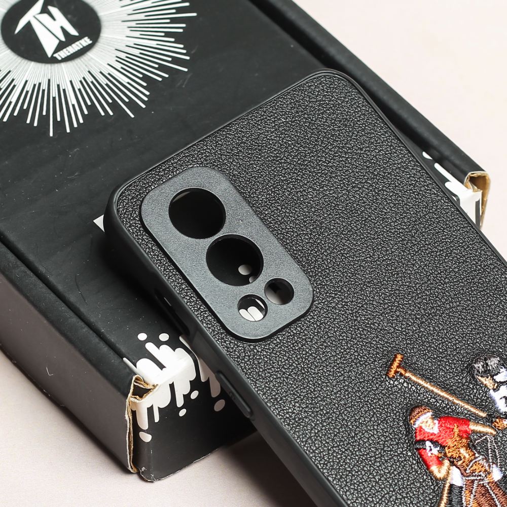 Black Leather Dual Horse rider Ornamented for Oneplus Nord 2