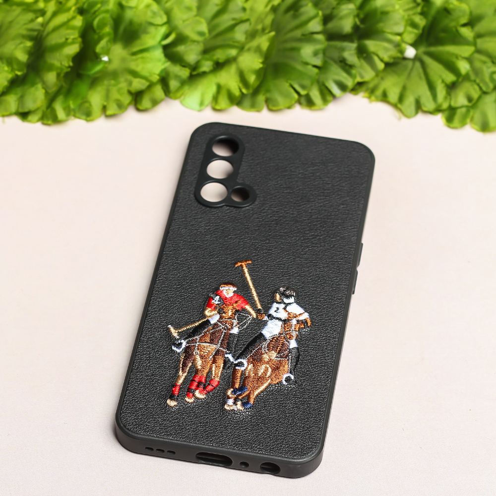 Black Leather Dual Horse rider Ornamented for Oneplus Nord CE