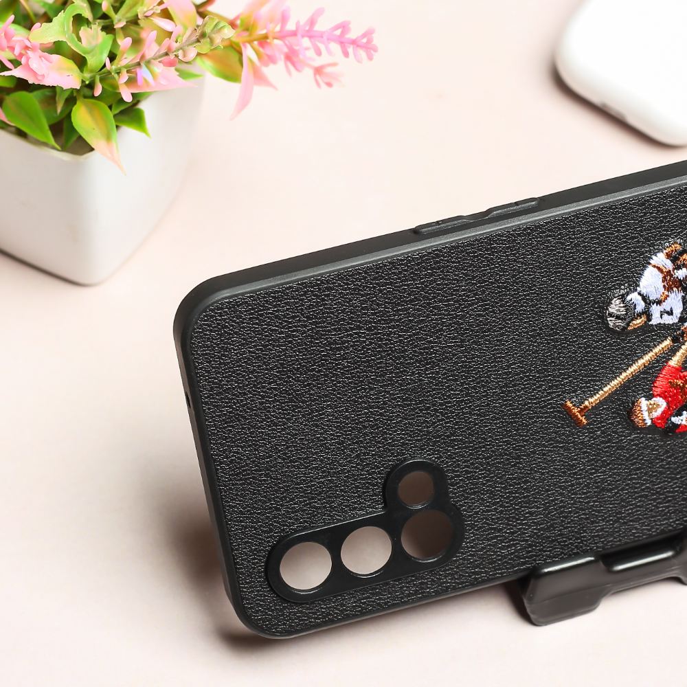 Black Leather Dual Horse rider Ornamented for Oneplus Nord CE