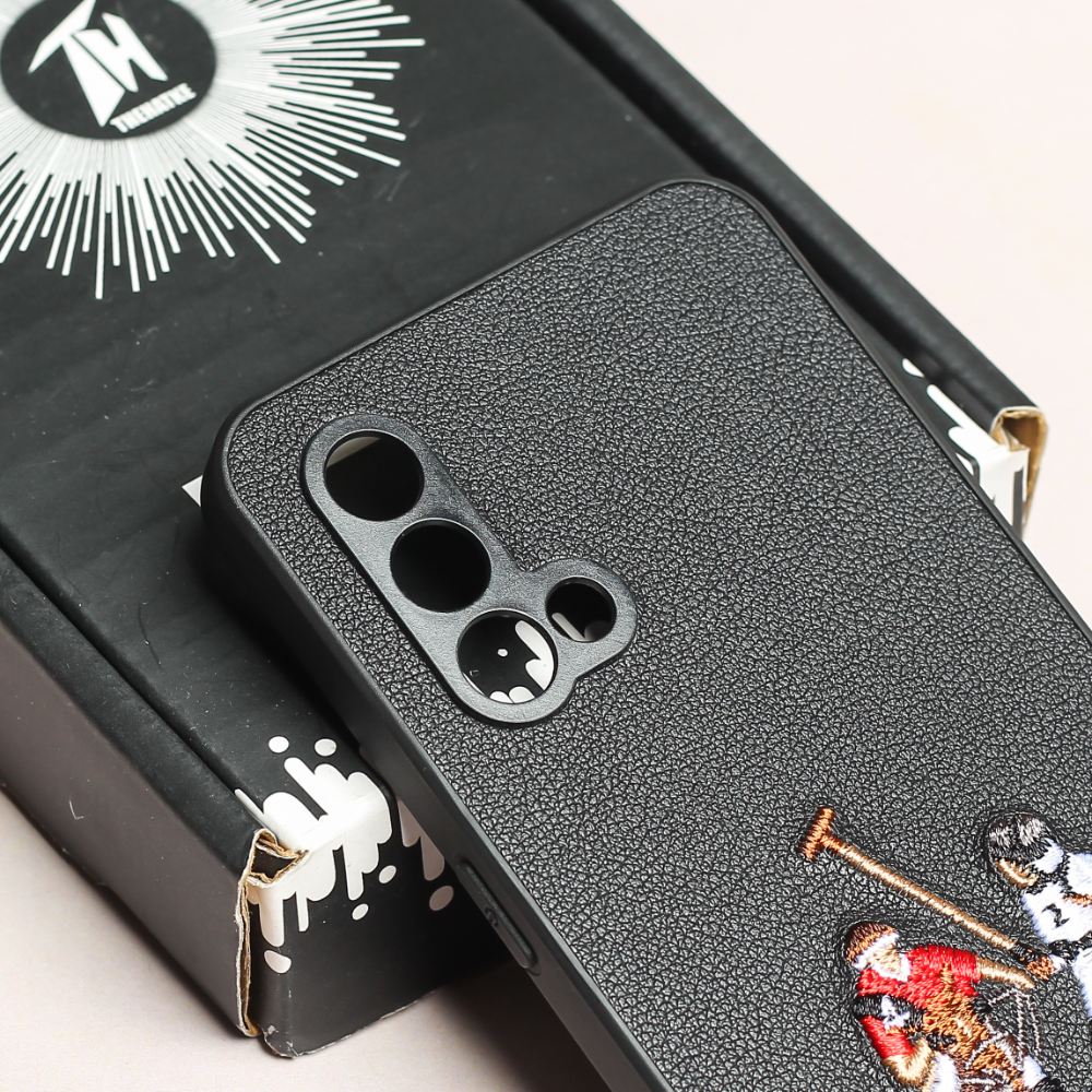 Black Leather Dual Horse rider Ornamented for Oneplus Nord CE