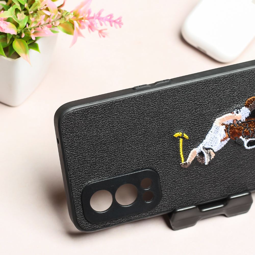 Black Leather Horse rider Ornamented for Oneplus Nord 2