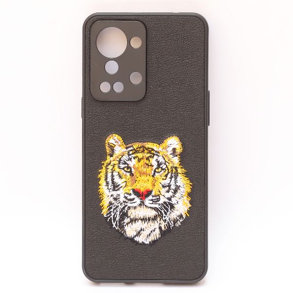Black Leather Yellow Lion Camera Ornamented for Oneplus Nord 2T