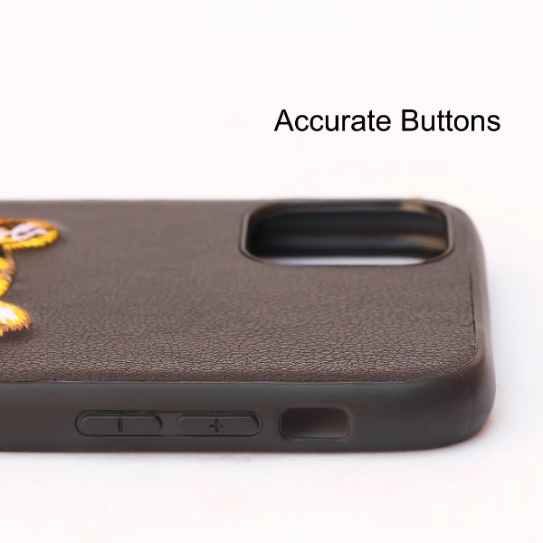 Black Leather Yellow Lion Ornamented for Apple iPhone 11 Pro Max