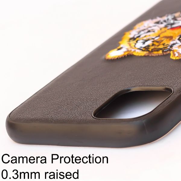 Black Leather Yellow Lion Ornamented for Apple iPhone 11 Pro Max