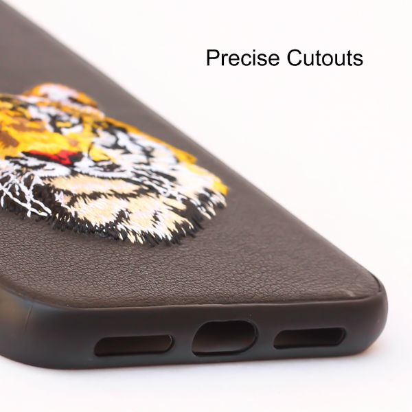 Black Leather Yellow Lion Ornamented for Apple iPhone 11 Pro Max