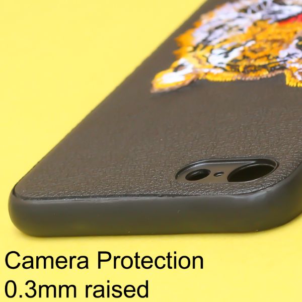 Black Leather Yellow Lion Ornamented for Apple iPhone 7