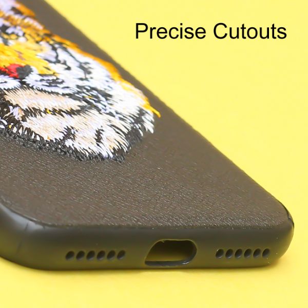 Black Leather Yellow Lion Ornamented for Apple iPhone 7