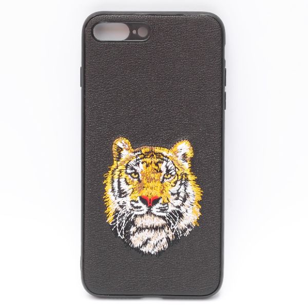 Black Leather Yellow Lion Ornamented for Apple iPhone 7 Plus