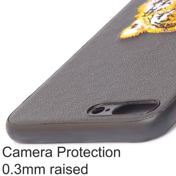 Black Leather Yellow Lion Ornamented for Apple iPhone 7 Plus