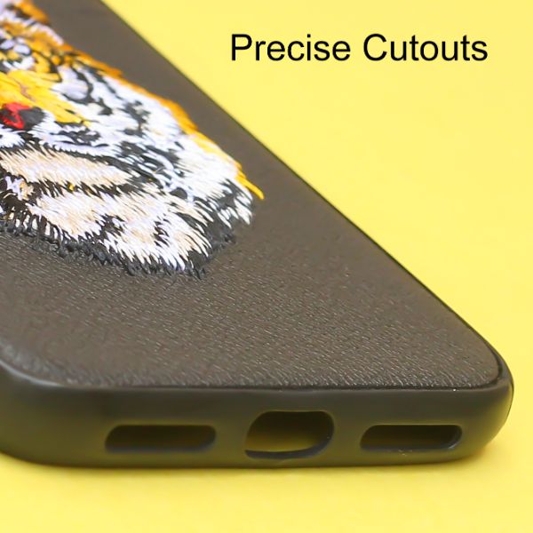 Black Leather Yellow Lion Ornamented for Apple iPhone X/XS