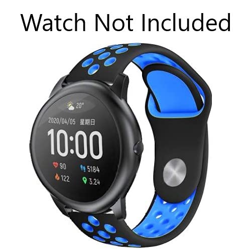 Black Light Blue Dotted Silicone Strap For Smart Watch 20mm