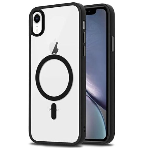 Black MagSafe Clear Transparent Silicone case for Apple iphone Xr