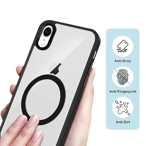 Black MagSafe Clear Transparent Silicone case for Apple iphone Xr